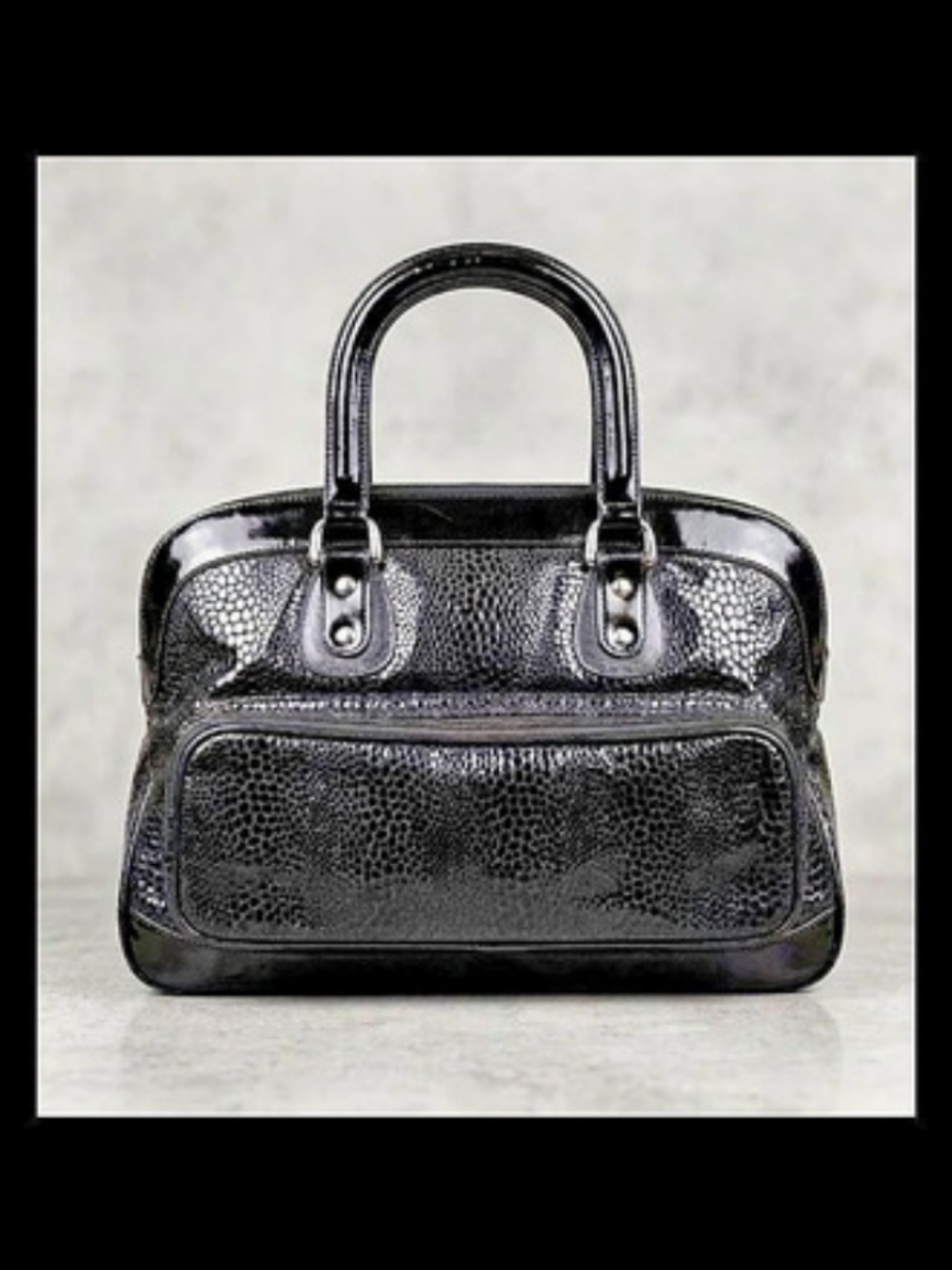 VTG Y2K Miss Mak Montreal Black Python  Leather Satchel - Chic Classic Carryall